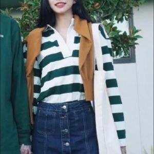 Zara green striped polo shirt